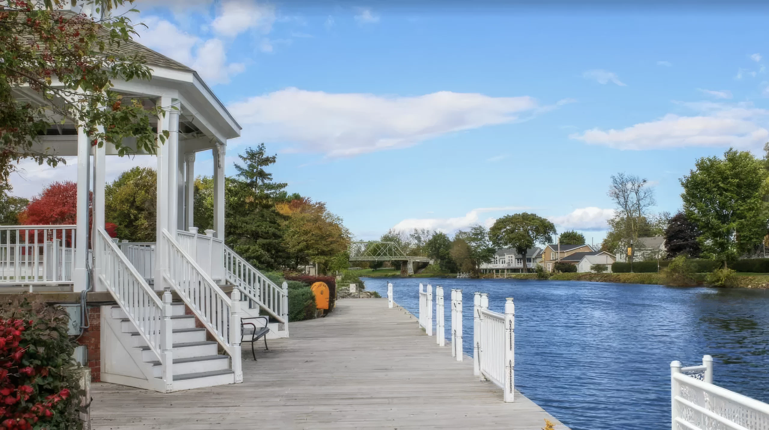 gazebo next to a river